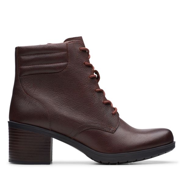 Clarks Womens Hollis Jasmine Ankle Boots Mahogany Leather | UK-2173095